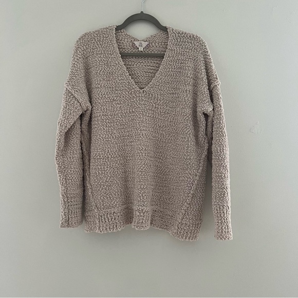 Pink Rose Taupe V-Neck Sweater - Picture 1 of 4